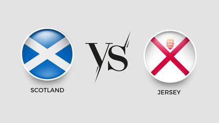 Scotland vs Jersey broadcast template for icc men's t20 world cup europe qualifiers sports. vector illustration