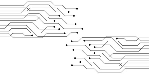 digital technology electronics circuit board elements on white