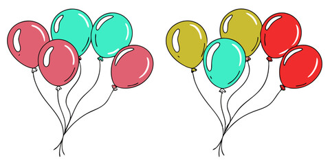 Colorful helium balloons vector illustration for a happy birthday party celebration
