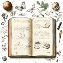 Postcard book page for writing, notebook, book