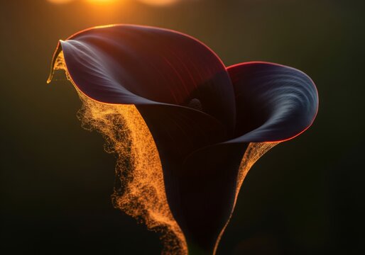 Sunset Calla Lily with Dew Drops - Powered by Adobe