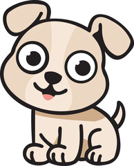 A charming and playful cartoon illustration of a puppy with big eyes and a friendly expression. Perfect for pet-related projects, children's products, or any design that needs a touch of cuteness.