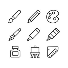 Obraz premium Simple craft tools icons pack. Outline symbols. Line design
