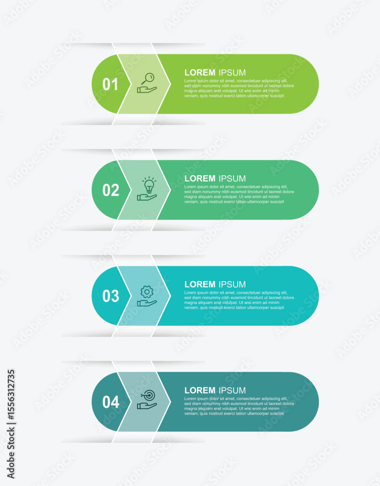 Poster 4 step vertical infographic template vector element with icons suitable for business information and web presentation.