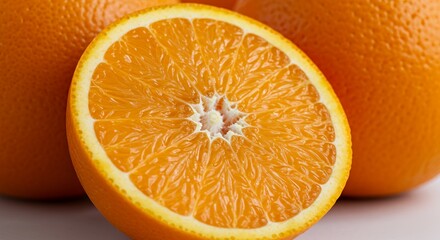 Close-up Citrus Slice Vibrant Orange Hues Detailed Texture.