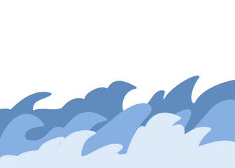 Strong sea waves splash. Stylized vector ocean illustration 