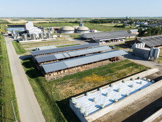 Aerial view of biogas plant for biomethane production
