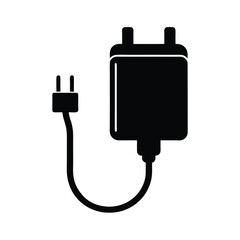 Black Charger Adapter Vector Icon.
