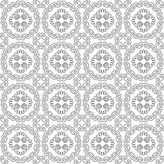 Seamless black pattern, no background. Mongolian traditional motifs. Swatch is included. 