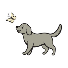 Golden Retriever Chasing Butterfly Scene