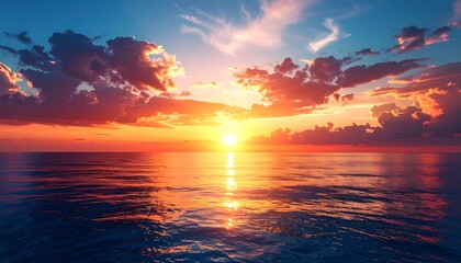 Obraz premium Colorful sunset over a calm sea