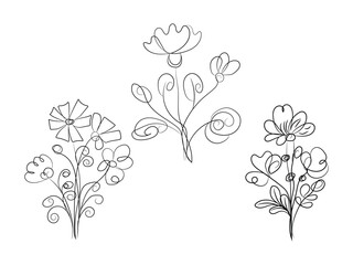 set of floral elements