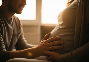 Loving couple anticipating their baby's arrival