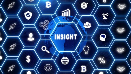 INSIGHT inscription, successful business concept. Business, Technology, Internet and network concept. glowing connections in different places on the map - Powered by Adobe