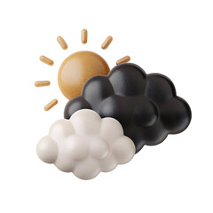 Sun and clouds weather icon isolated on a transparent background
