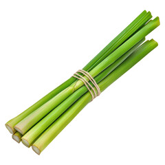 Obraz premium Freshly Harvested Green Lemongrass Bundles for Culinary Use and Decoration, isolated on transparent background.