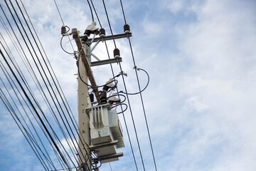 Electric pole or utility pole for electric distribution in the city