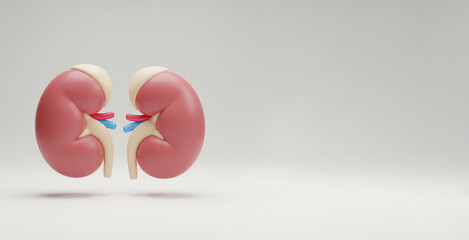 Clean 3D Render of Human Kidney System, For Use in Healthcare Designs, Infographics, or Kidney Health Campaigns.