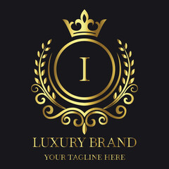 Golden I Monogram Luxury Brand Logo