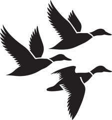 Obraz premium Flying Ducks Silhouette Vector for Hunting or Wildlife Logo