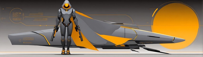 Futuristic vehicle and figure