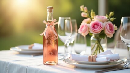table setting with flowers