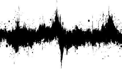 Fototapeta premium Vector brush grunge texture. Soundwave with ink splatter effect, black and white. Sound wave with ink splatter effect, Black and white, isolated on white background. 