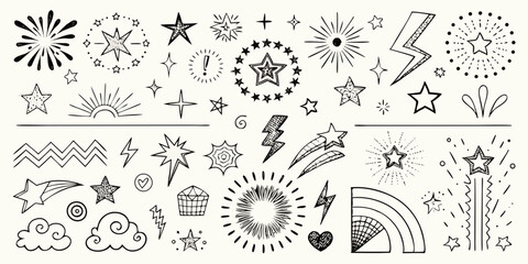 hand drawn vector set of floral elements