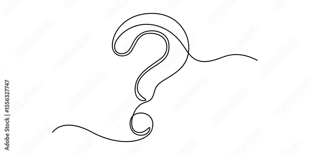 Poster question mark linear background. one continuous drawing of a question mark. vector illustration, que