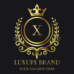 Golden X Monogram Luxury Brand Logo