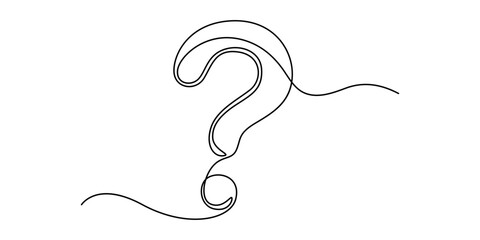 Question mark linear background. One continuous drawing of a question mark. Vector illustration, Question mark linear background. One continuous line drawing of question mark. Vector illustration.