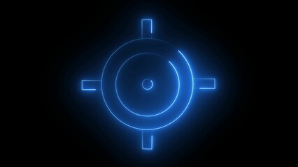 Glowing Blue Target Crosshair on Black Background Futuristic Design