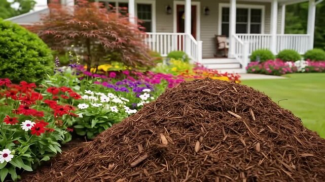 Garden Yard Mulch Pile Flowers Home Landscaping Outdoors