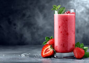 Strawberry smoothie in glass