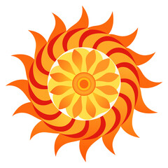 Naklejka premium Solar Flame: A Fiery Mandala in Orange and Yellow Swirls