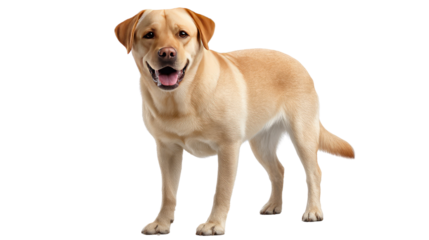 Loyal Companion: A charming Labrador Retriever stands proudly, exuding warmth and unwavering loyalty, with a focus on its gentle eyes and playful expression.