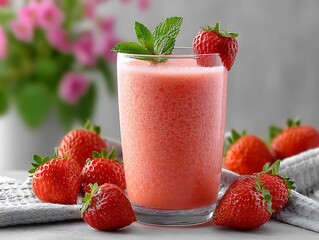 Strawberry smoothie in a glass