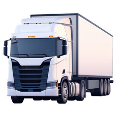 Modern Truck with Trailer on a Blank Background for Transport Logistics, isolated on transparent background.