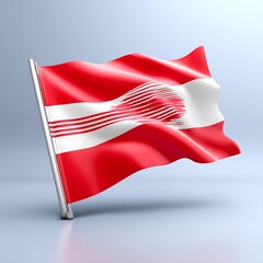 Red and white flag waving