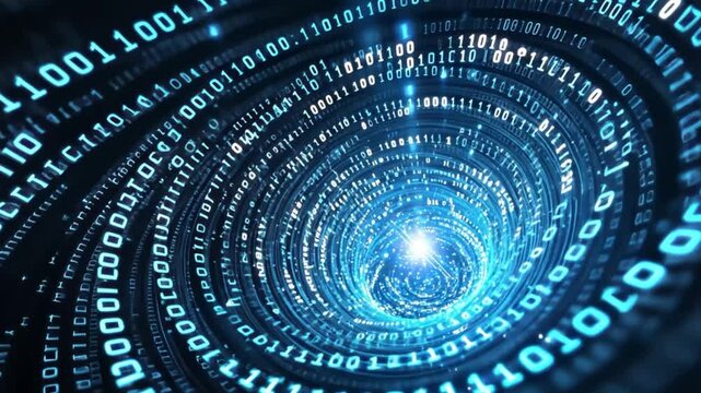 Digital Vortex: Abstract Binary Code Spiral