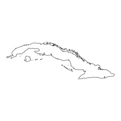 vector map of Cuba isolated on a transparent background, Detailed map of Cuba
