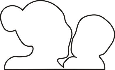 Abstract Silhouette of Mom and Baby

