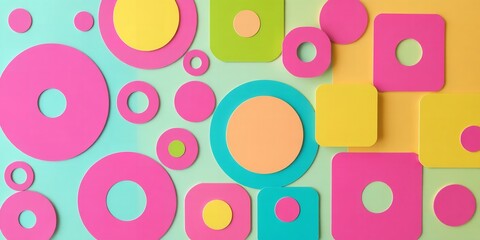 Fototapeta premium A playful arrangement of colorful circles and squares creating a vibrant and modern design