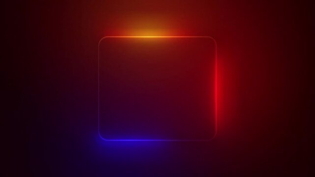 Neon Square shape Frame animated backdrop with place for text, Glowing neon lines sign with flicker on black background, abstract loop saber Effect for logo reveal, led electric Placeholder gradient  