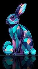 Geometric rabbit with glowing egg