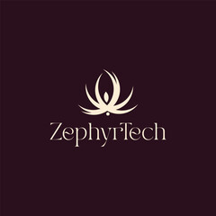 ZephyrTech Logo - Abstract Lotus for Tech Company