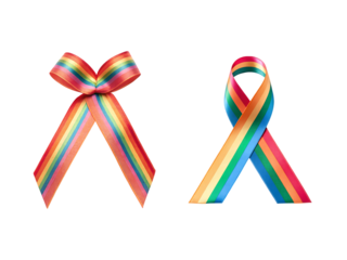 Rainbow ribbon symbols representing for the community transparent background  