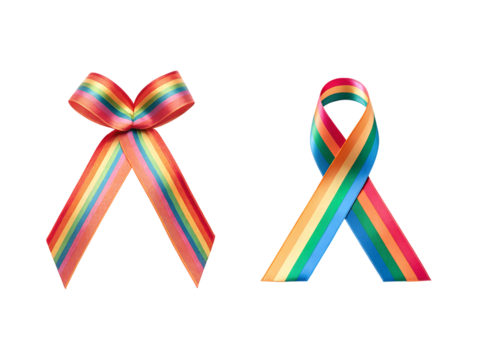Rainbow ribbon symbols representing for the community transparent background