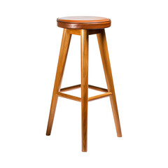 Wooden bar stool isolated on transparent white background, clipping path