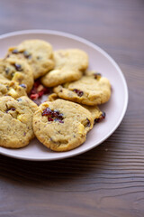 blueberry white chocolate chip cookies plate